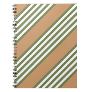 Carnet Brayures vert olive et blanc motif avec bronze