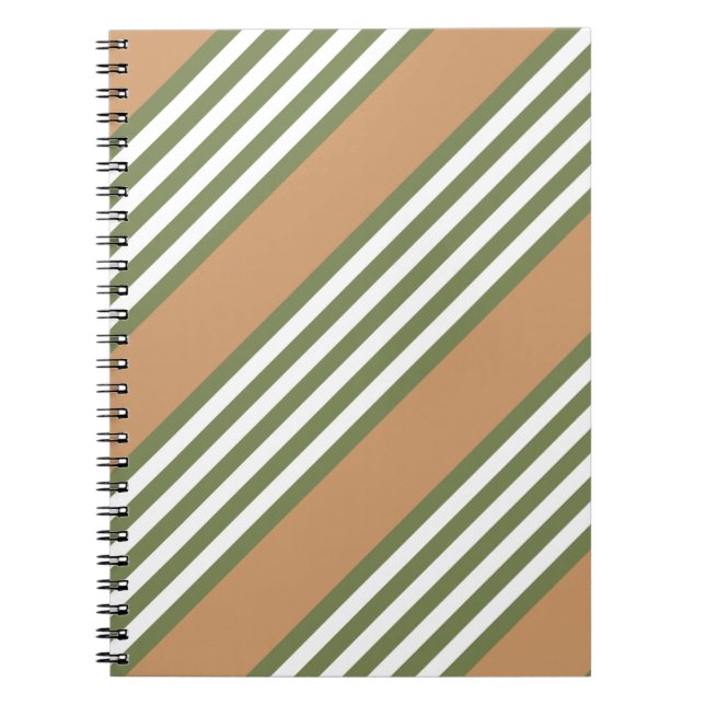 Carnet Brayures vert olive et blanc motif avec bronze (Devant)