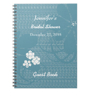 Carnet Bridal Shower Guest book Blue Floral Notebook