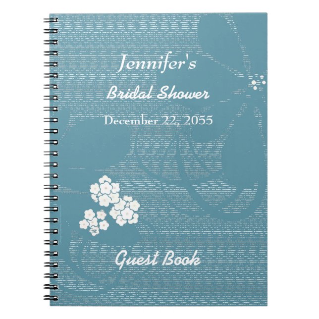 Carnet Bridal Shower Guest book Blue Floral Notebook (Devant)