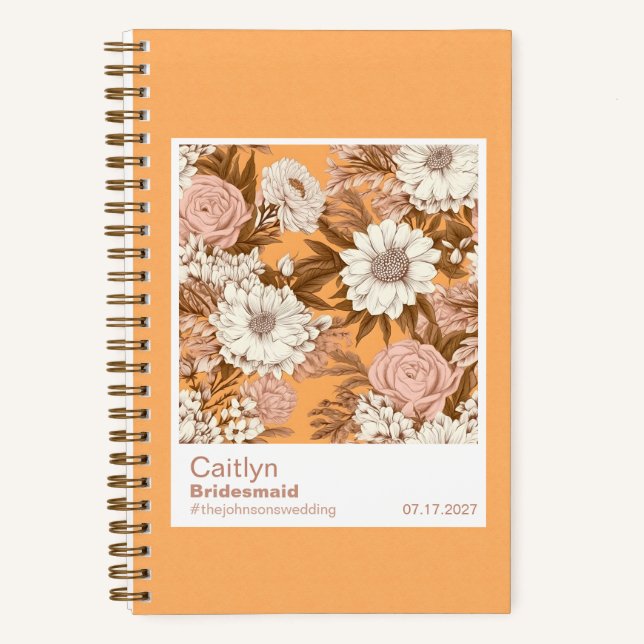 Carnet Bridesmaid Boho Orange and Peach Floral Pattern (Recto)