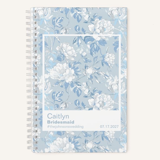 Carnet Bridesmaid Dusty Blue Floral Pattern Swatch (Recto)