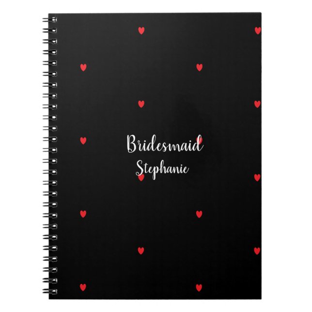Carnet Bridesmaid Mariage Red Heart Motifs Cadeau Favoris (Devant)