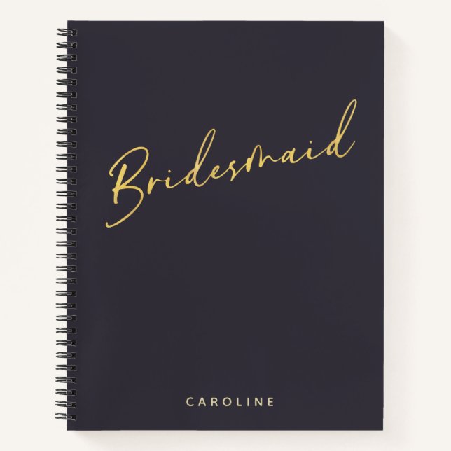 Carnet Bridesmaid Minimalist Gold Navy personnalisée  (Devant)