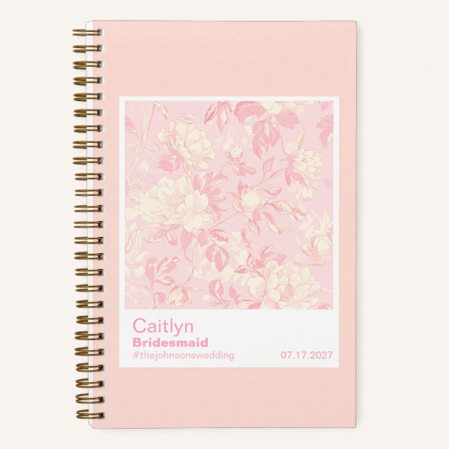 Carnet Bridesmaid Soft Peach Floral Pattern Swatch (Recto)