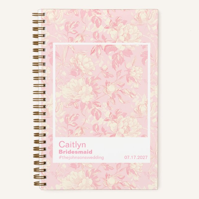 Carnet Bridesmaid Soft Peach Floral Pattern Swatch (Recto)