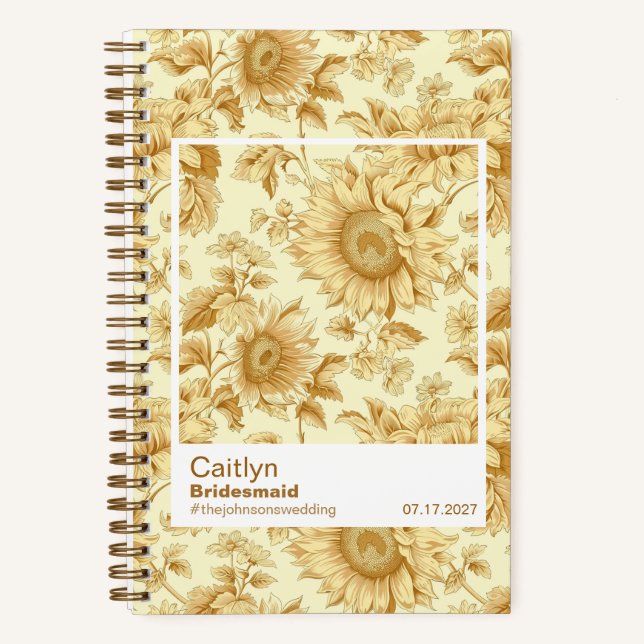 Carnet Bridesmaid Yellow Sunflowers Floral Pattern (Recto)