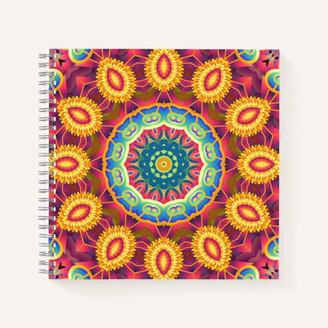 Carnet Bright Colorful Abstract Floral Mandala (Devant)
