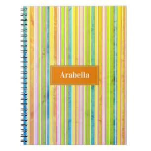 Carnet Bright Colour Grunge Stripes Monogramme