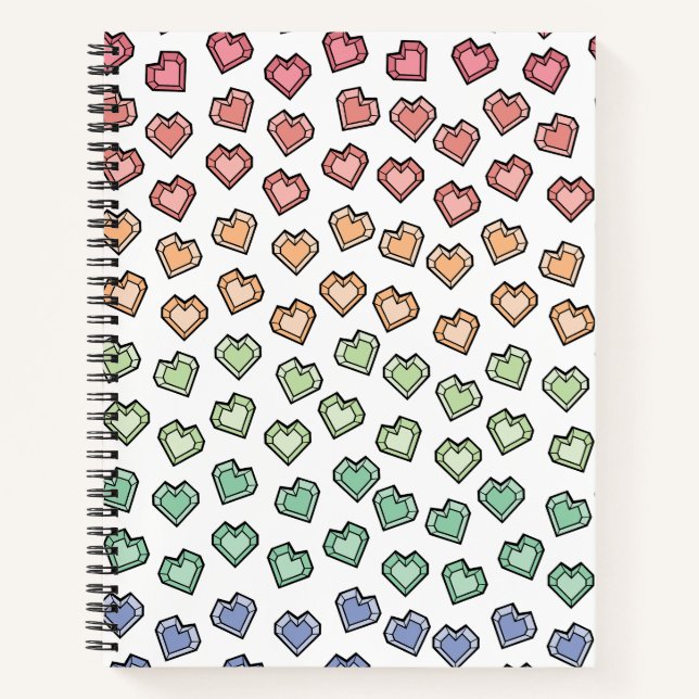 Carnet Bright Pastel Rainbow Gemstone Heart motif (Devant)