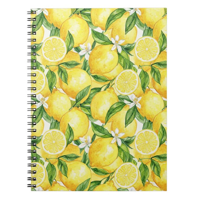 Carnet Bright Watercolor Lemon Pattern (Devant)