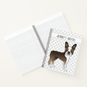 Carnet Brindle Boston Terrier Cute Cartoon Chien & Texte