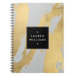 Carnet Brochures Abstraites Faux Gold sur Grey