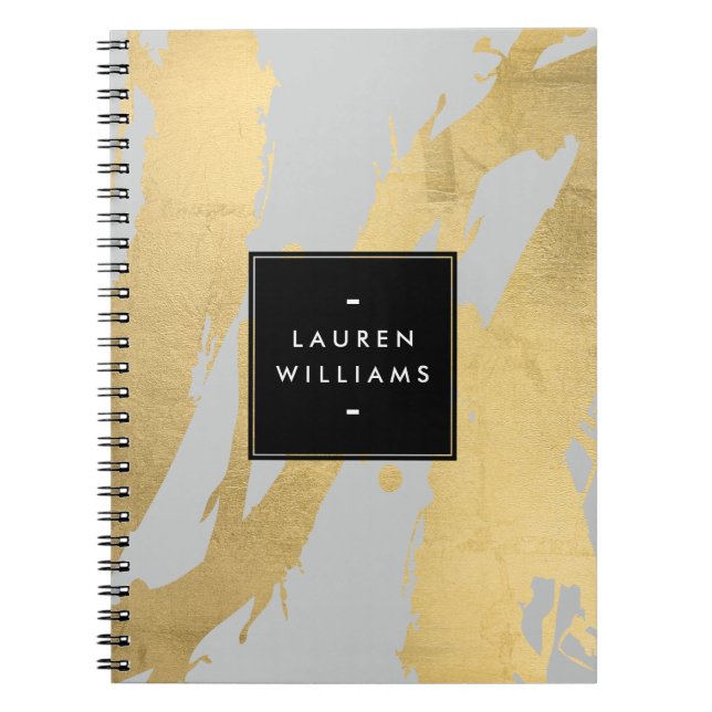 Carnet Brochures Abstraites Faux Gold sur Grey (Devant)