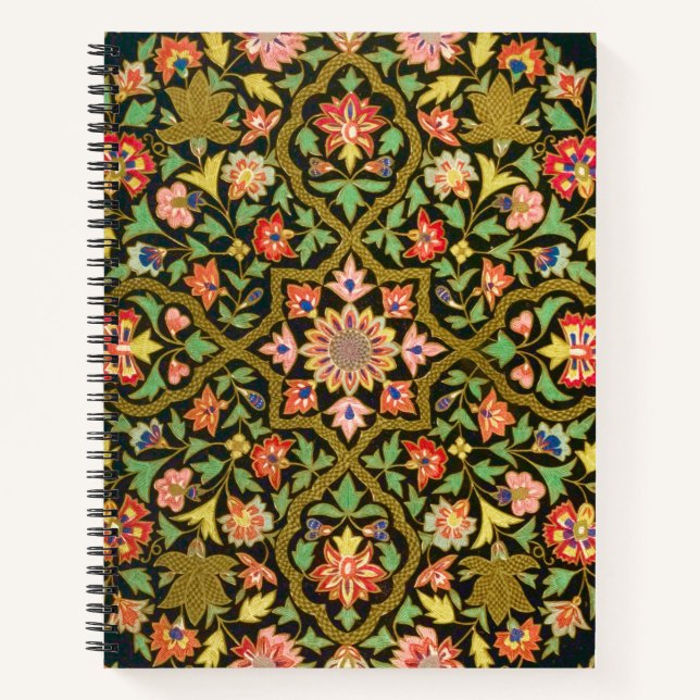 Carnet Broderie florale indienne vintage colorée Imprimer (Devant)