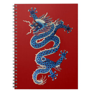 Carnet Broderie orientale bleue de Chinois d'antiquité d