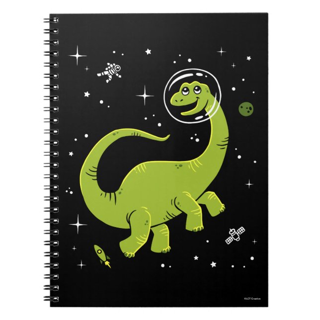 Carnet Brontosaurus Vert Dinos Dans L'Espace (Devant)