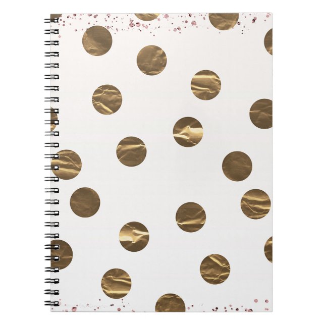 Carnet Bronze Faux Shine Pois Moderne tendance chic (Devant)
