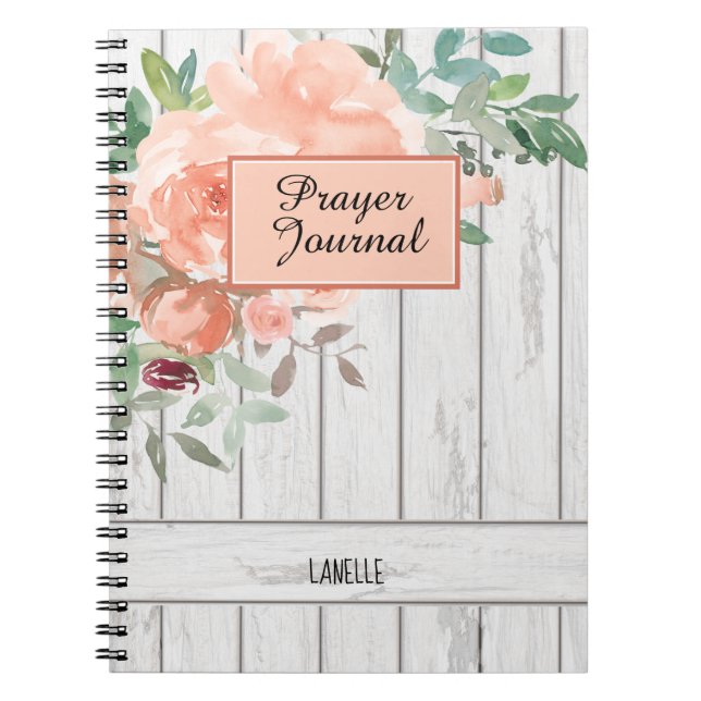 Carnet Brosse Rustique Pêche Florale Nom de la prière Jou (Devant)