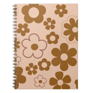 Carnet Brown Automne Retro Y2K Hippie Flower Motif