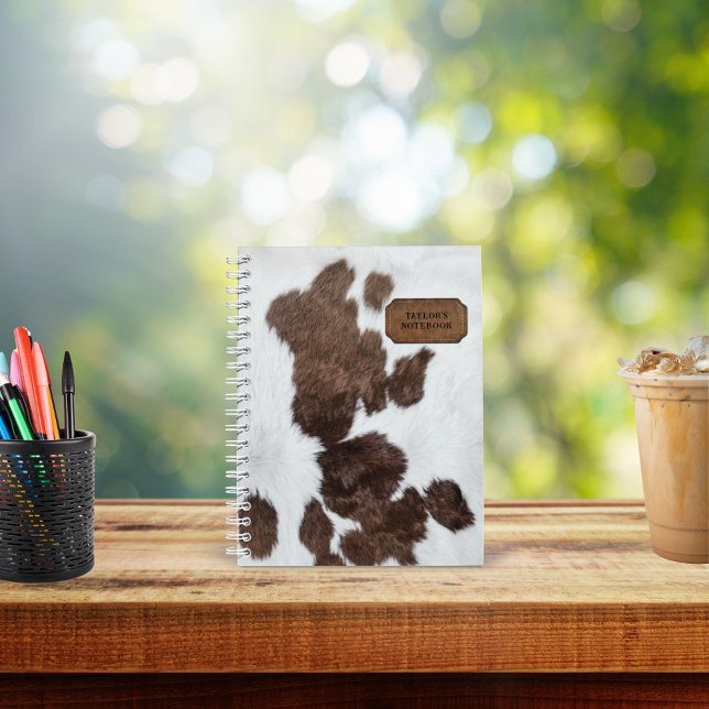 Carnet Brown blanc tacheté fourrure de vache et cuir (Créateur téléchargé)
