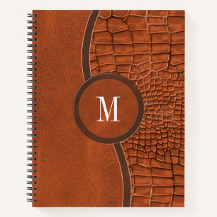 Carnet Brown Faux Alligator Cuir Peau Monogramme de luxe