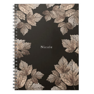 Carnet Brown foncé et bronze Feuilles de verre rustique p