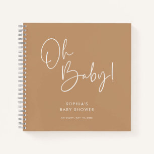 Carnet Brown Moderne Boho Genre Neutre Baby shower Invité