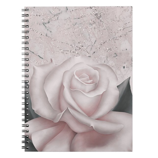 Carnet Brun blanc Rose Glam Marbre moderne Shabby Chic (Devant)