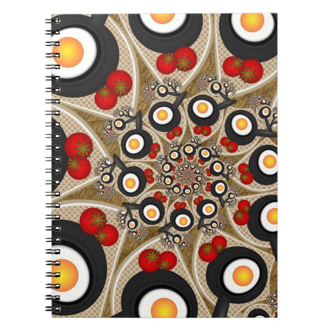 Carnet Brunch Fractal Art Drôle Nourriture, Tomates, Oeuf (Devant)