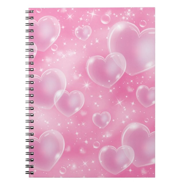Carnet Bubble rose Coeurs mignonne Girly 90's Style Desig (Devant)