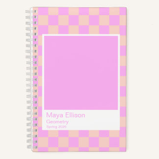 Carnet Bubblegum/Peach Modern Checkerboard Notebook