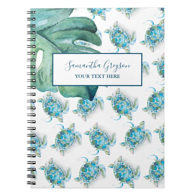 Carnet Budget Aquarelle Tortue De Mer Retour À L'École (Devant)