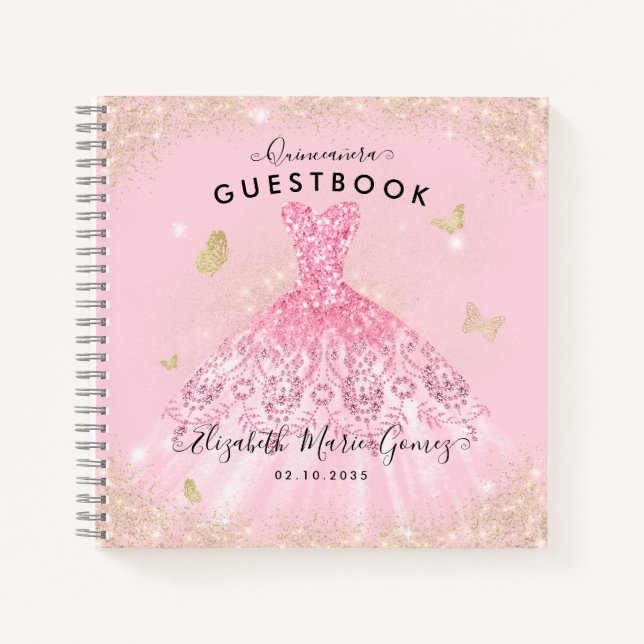 Carnet Budget Blush Pink Gold Glam Quinceanera Gubook (Devant)