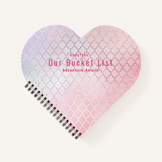 Carnet Budget Couples Pink BUCKET LISTE Keepsaké Cadeau (Devant)