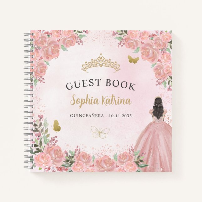 Carnet Budget Floral Blush Pink Quinceanera Gubook (Devant)