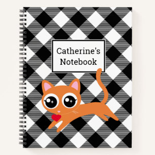 Carnet Buffalo noir et blanc sur mesure Plaid Orange Kitt