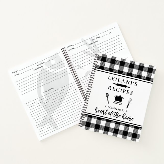 Carnet Buffalo Plaid Kitchen is Heart Home White Recette (Intérieur)