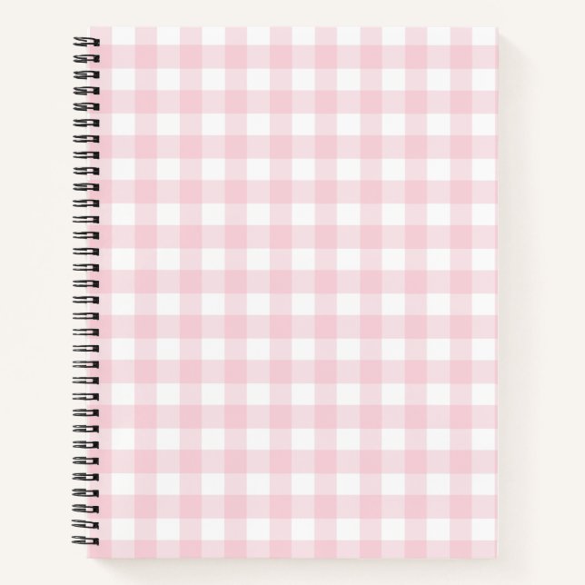 Carnet Buffle blanc rose doux Vérifier En vichy Plaid (Devant)