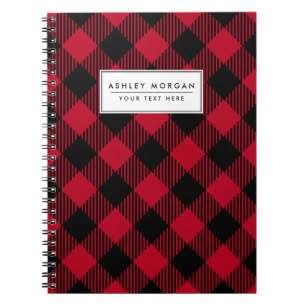 Carnet Buffle rouge et noir, Motif Plaid