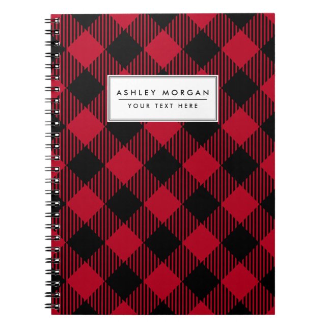 Carnet Buffle rouge et noir, Motif Plaid (Devant)