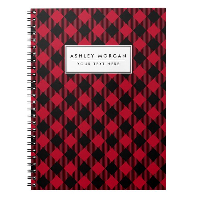 Carnet Buffle rouge et noir, Motif Plaid (Devant)