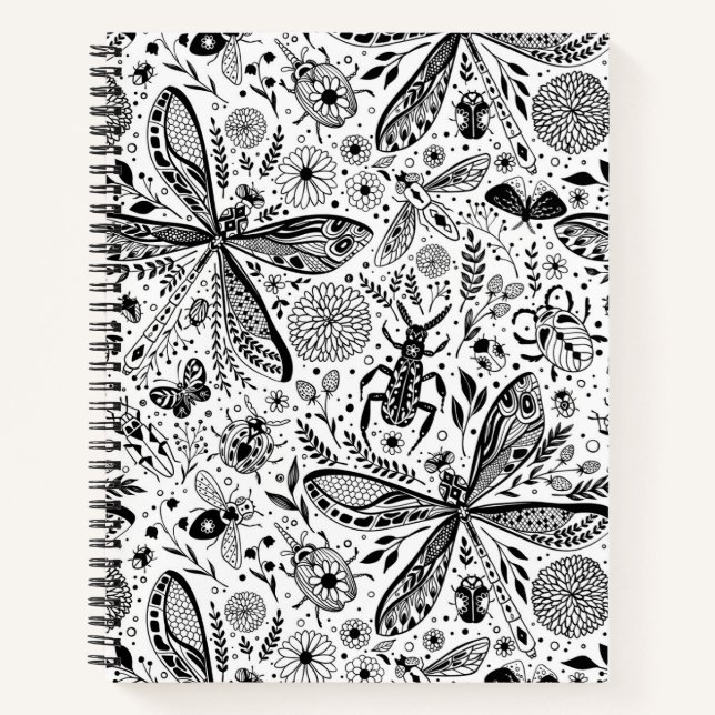 Carnet Bugs de Doodle sur bleu foncé (Devant)