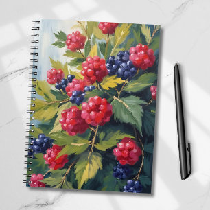 Carnet Buisson de framboises mûres aquarelle fruit