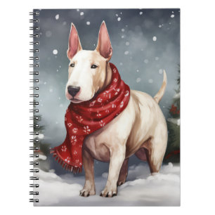 Carnet Bull Terrier Chien à Noël de neige