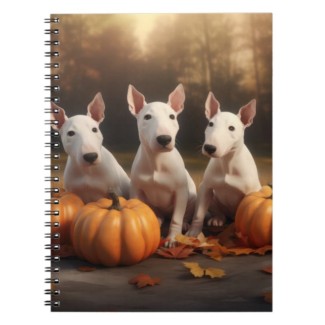 Carnet Bull Terrier Chiot Automne Citrouille de plaisir (Devant)