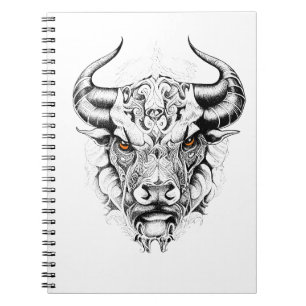 Carnet Bull Wild Animal Nature Illustration Art tatouage