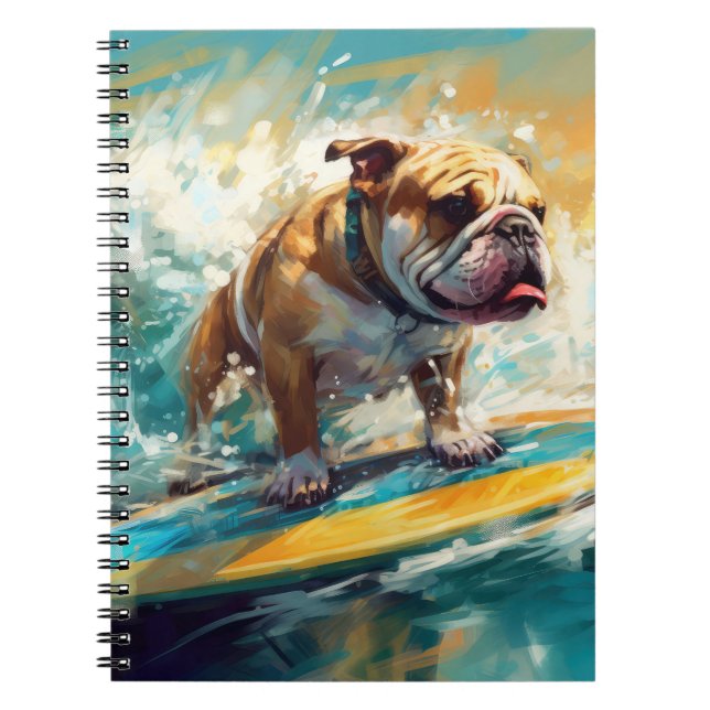 Carnet Bulldog Beach Surf Peinture (Devant)