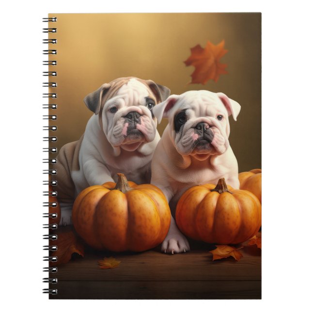 Carnet Bulldog Chiot Automne Citrouille de plaisir (Devant)