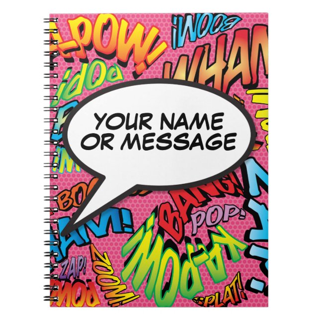 Carnet Bulle de bande dessinée de message rétro amusant (Devant)